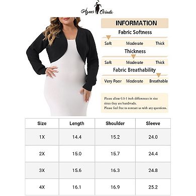 Cardigan for Women Plus Size Long Sleeve Open Front Knit Crop Cardigan Sweaters