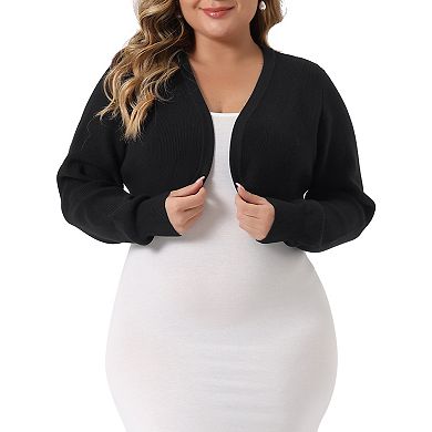 Cardigan for Women Plus Size Long Sleeve Open Front Knit Crop Cardigan Sweaters