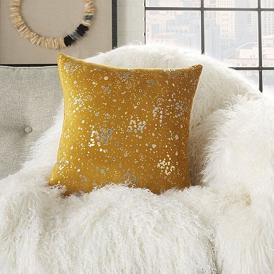 Mina Victory Luminecence Metallic Splash Gold Throw Pillow