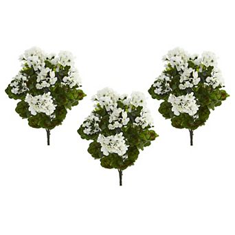 nearly natural 3 pc UV Resistant Geranium Artificial Bush Set