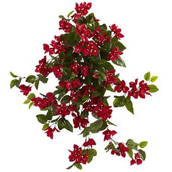 nearly natural 28 in UV Resistant Bougainvillea Hanging Bush Artificial Plant