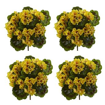 nearly natural 4 pc UV Resistant Geranium Artificial Bush Set
