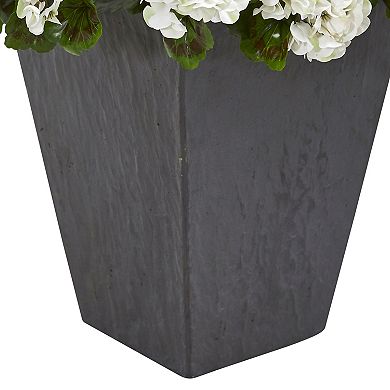 nearly natural UV Resistant Geranium Artificial Plant in Slate Planter