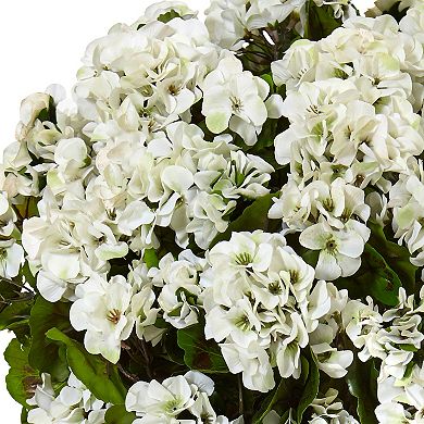 nearly natural UV Resistant Geranium Silk Flowering Plant in Farmhouse Planter