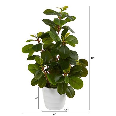 nearly natural 16-in. Peperomia Artificial Plant in White Vase