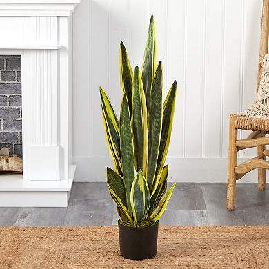 nearly natural 38-in. Variegated Sansevieria Artificial Plant