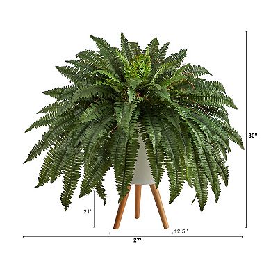 nearly natural 2.5-ft. Boston Fern Artificial Plant in Planter with Legs