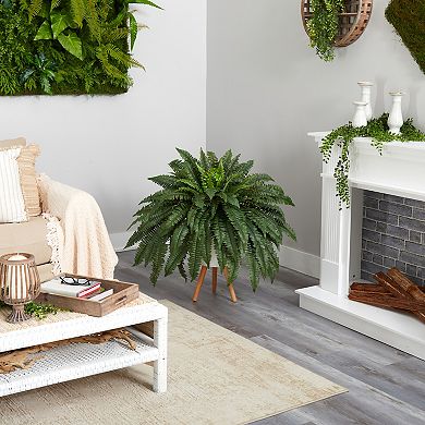 nearly natural 2.5-ft. Boston Fern Artificial Plant in Planter with Legs