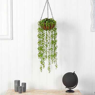 nearly natural 36-in. Artificial Eucalyptus Hanging Plant