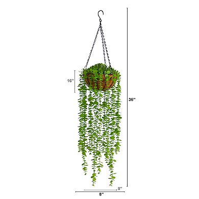nearly natural 36-in. Artificial Eucalyptus Hanging Plant