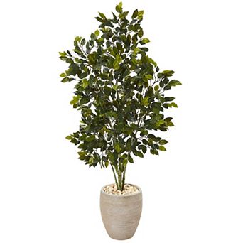 nearly natural 53 in Ficus Artificial Tree in Sand Colored Planter