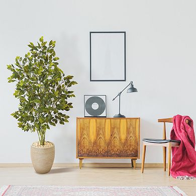 nearly natural 53-in. Ficus Artificial Tree in Sand Colored Planter
