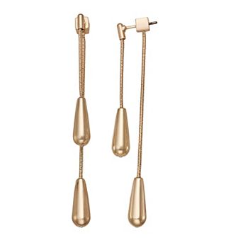 Nine West Gold Tone Front and Back Drop Earrings