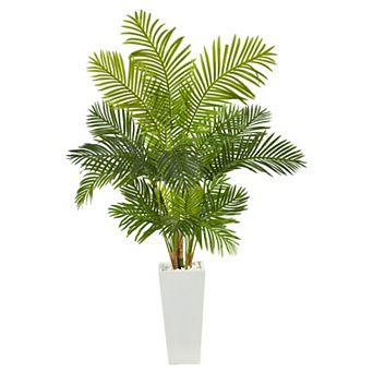 nearly natural 68 in Hawaii Palm Artificial Tree in Tall White Planter