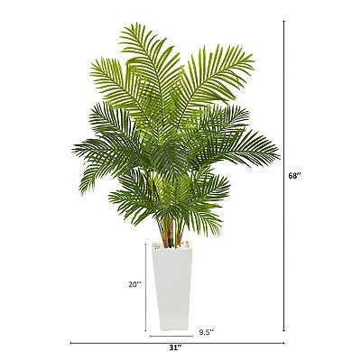 nearly natural 68-in. Hawaii Palm Artificial Tree in Tall White Planter