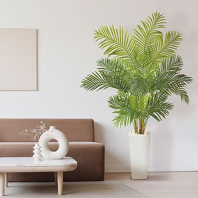 nearly natural 68-in. Hawaii Palm Artificial Tree in Tall White Planter