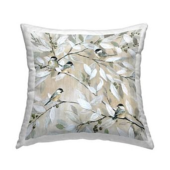 Stupell Home Decor Chickadee Birds on Tree Branches Decorative Throw Pillow