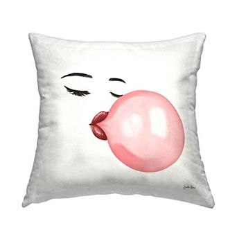Stupell Home Decor Glamorous Face Blowing Bubble Gum Decorative Throw Pillow