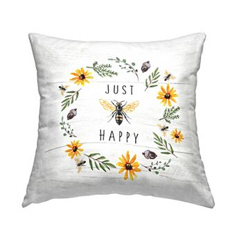 Stupell Home Decor Just Bee Happy Decorative Throw Pillow
