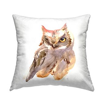 Stupell Home Decor Brown Horned Owl Decorative Throw Pillow
