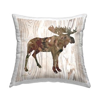 Stupell Home Decor Brown Watercolor Moose Decorative Throw Pillow