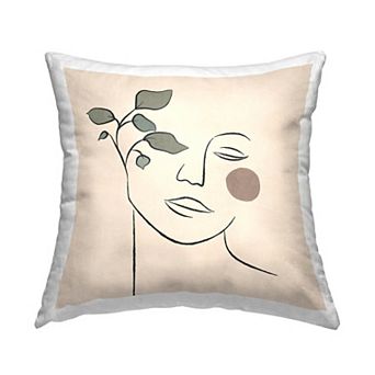 Stupell Home Decor Soft Female Face Line Drawing Decorative Throw Pillow