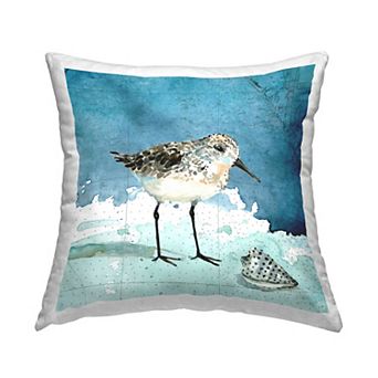 Stupell Home Decor Sandpiper Bird and Shell Decorative Throw Pillow
