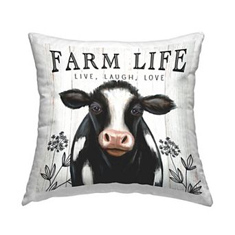 Stupell Home Decor Farm Life Dairy Cow Decorative Throw Pillow