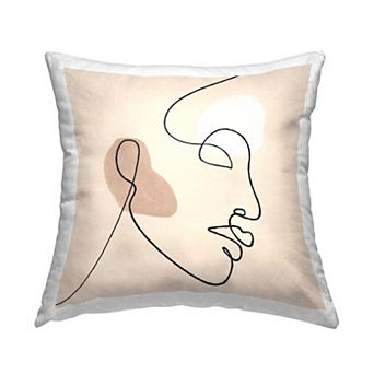 Stupell Home Decor Minimal Face Line Drawing Decorative Throw Pillow