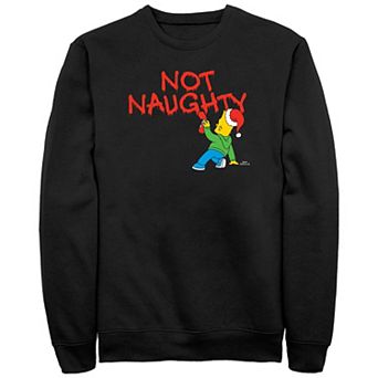 Men's The Simpsons Bart Not Naughty Graffiti Graphic Fleece
