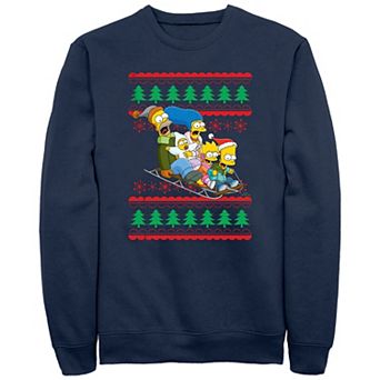 Men's The Simpsons Family Sleigh Ride Sweater Graphic Fleece