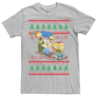 Men's The Simpsons Family Sleigh Ride Sweater Graphic Tee