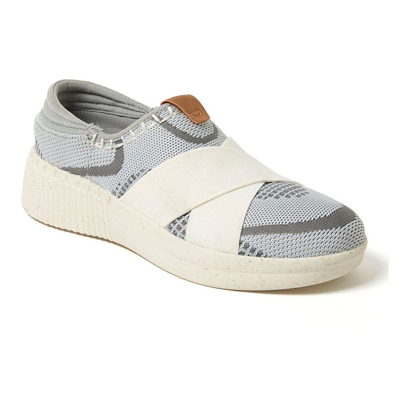 Original Comfort by Dearfoams Women's Livie X Strap Knit Trainer Shoes, Size: 6.5, Light Gray