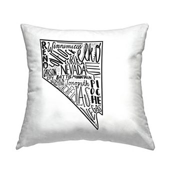 Stupell Home Decor Nevada State Typography Map Throw Pillow