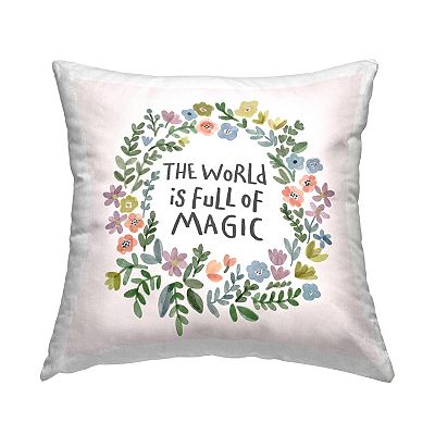 Stupell Home Decor Full Of Magic Flower Wreath Throw Pillow