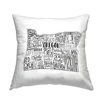 Stupell Home Decor Oregon State Outline Cities Map Throw Pillow