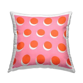 Stupell Home Decor Orange Over Pink Polka Dot Circles Throw Pillow