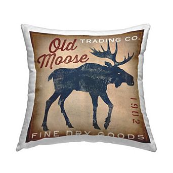 Stupell Home Decor Vintage Dry Goods Rustic Moose Silhouette Wildlife Throw Pillow