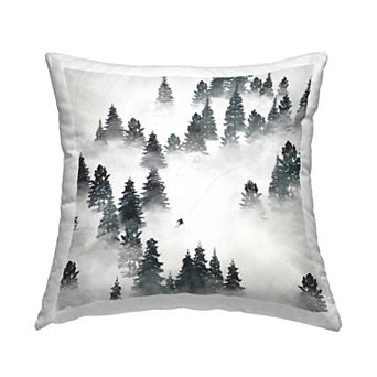 Stupell Home Decor Niveous Mountain Slope Person Skiing Trees Throw Pillow