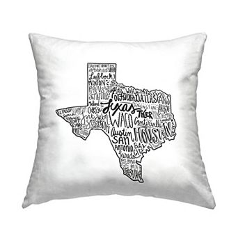 Stupell Home Decor Texas State Outline & City Names Throw Pillow