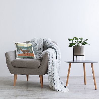 Stupell Home Decor Lakeside Mountain Peaks Deer Throw Pillow