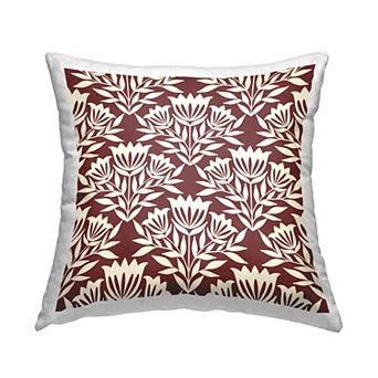 Stupell Home Decor Traditional Maroon Flower Arrangement Cream Pattern Throw Pillow