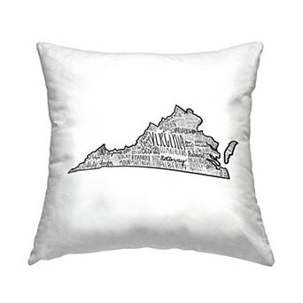 Stupell Home Decor Virginia State Shape & Cities Map Throw Pillow