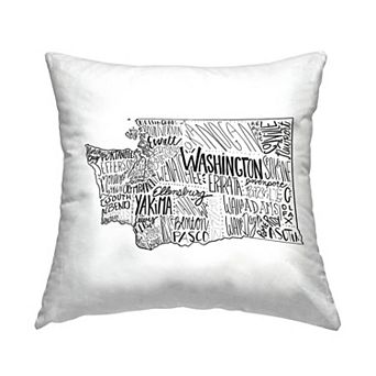 Stupell Home Decor Washington State & City Names Throw Pillow