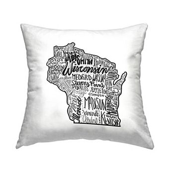 Stupell Home Decor Wisconsin State Outline & City Names Throw Pillow