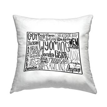 Stupell Home Decor Wyoming State Map & City Names Throw Pillow