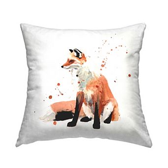 Stupell Home Decor Red Fox Sitting Minimal Wildlife Nature Throw Pillow