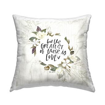 Stupell Home Decor Greatest Love Rustic Florals Throw Pillow