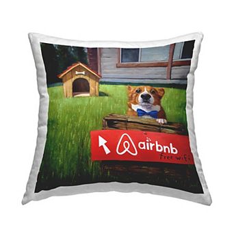 Stupell Home Decor Doghouse Rental Bowtie Corgi Throw Pillow