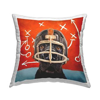 Stupell Home Decor Black Dog Football Helmet Throw Pillow
